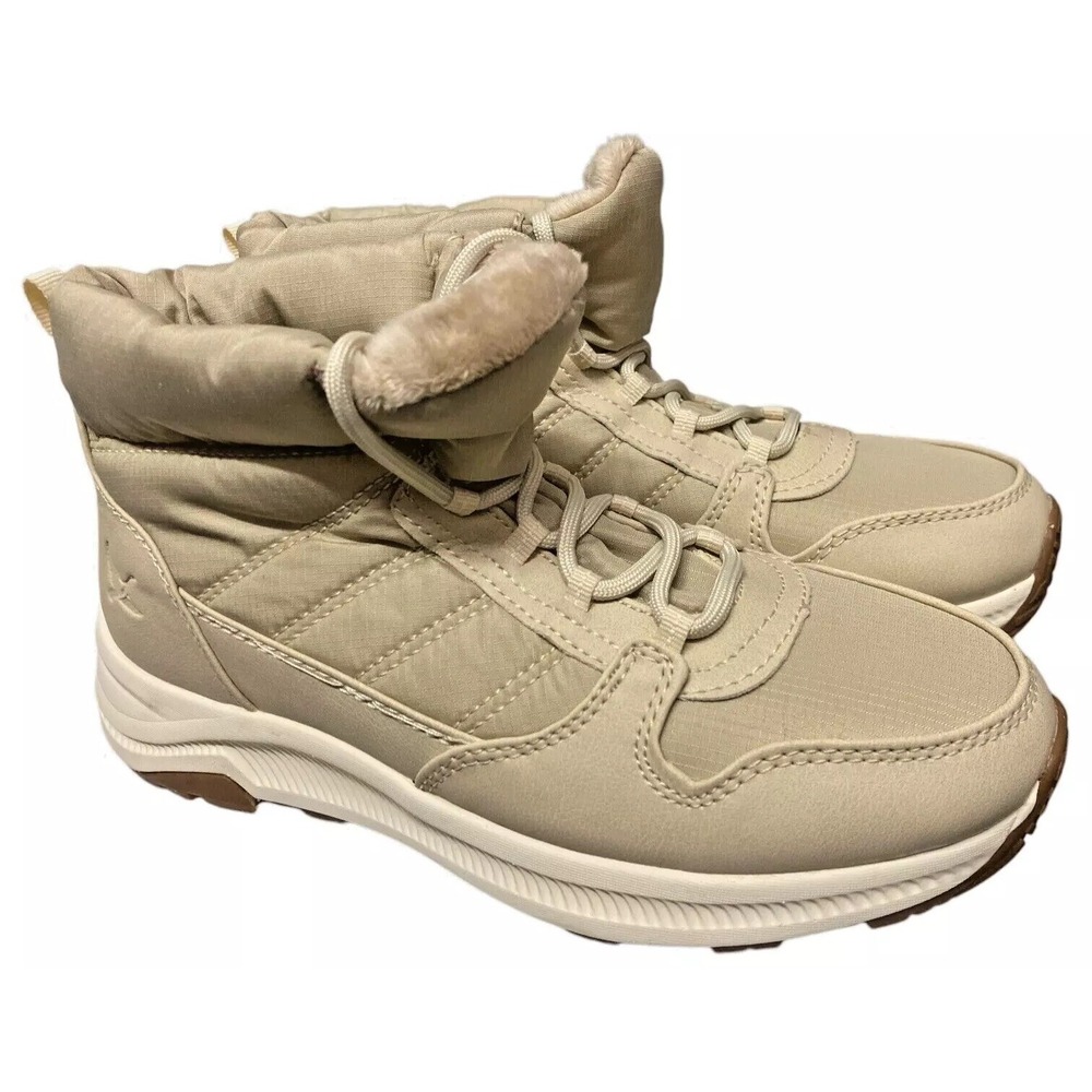 NWT Eddie Bauer Womens Balasana Quilted Lightweight Winter Snow Boot Beige 9